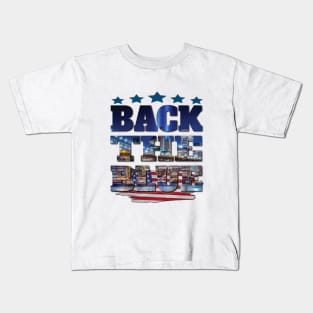 Show Police Support Thin Blue Line Back the Blue American Flag Gifts NYC Kids T-Shirt